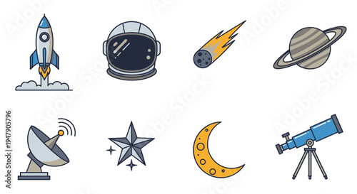 Space icons with astronomy symbols 1.