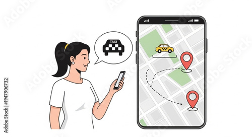 Woman Using Smartphone Navigation.