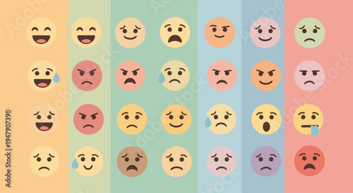 Collection of diverse facial expressions representing various human emotions.