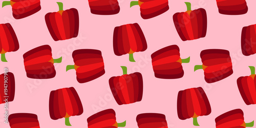 bell pepper seamless pattern. paprika seamless pattern. red bell pepper seamless pattern background vector illustration. bell pepper flat illustration