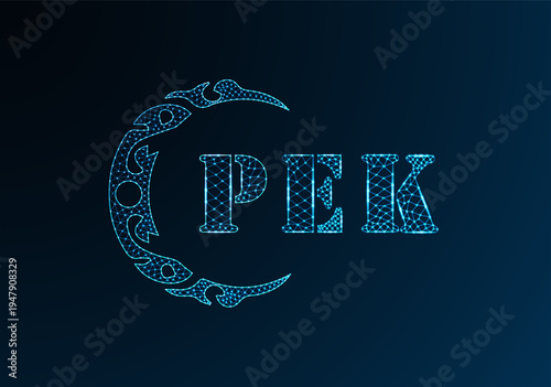 Low poly letter logo PEK design. PEK letter logo low poly vector design on blue color gradient background. PEK logo low poly design