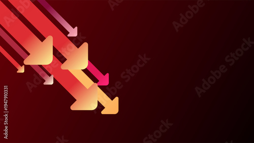 Minimalist background featuring a bold downward arrow symbolizing decline, loss, or negative trends. Ideal for financial reports, business presentations, market analysis, warning graphics, or economic