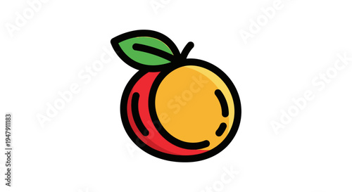 Colorful illustration of a peach.