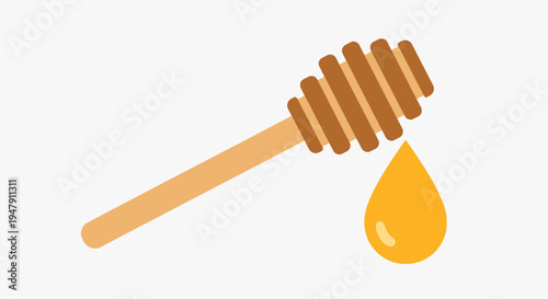 Honey dipper with golden honey drop.