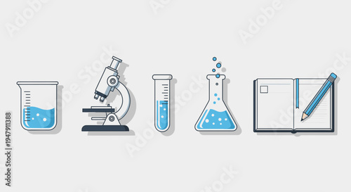 Laboratory equipment and science tools.