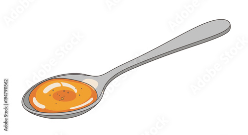 Spoon with orange jam or honey.