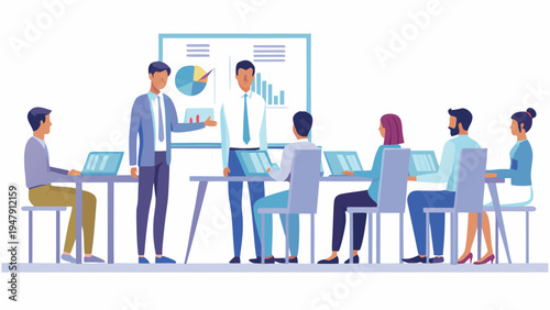 Business team engaged in modern office presentation