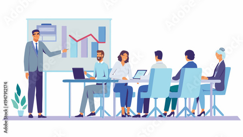 Business team engaged in a productive meeting with presentation