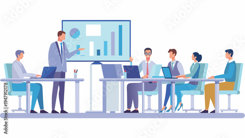 Business team engaged in modern office presentation