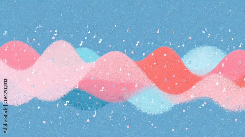 Fototapeta premium Pastel audio wave pattern representing calm musical vibration
