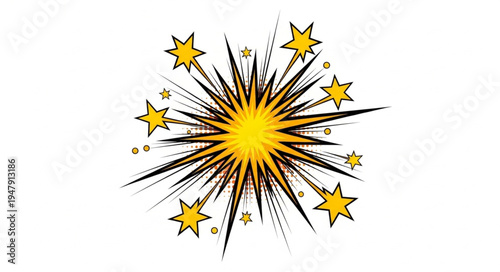 Yellow Starburst Sparkler Illustration.