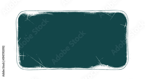 Dark green grunge border with scratchy texture and rounded corners isolated on white background