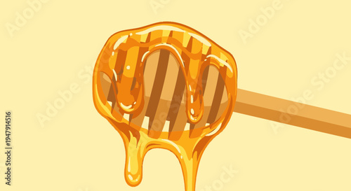 Honey dripping from a honey dipper 1.