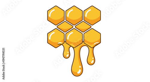 Honey dripping from honeycomb cells.