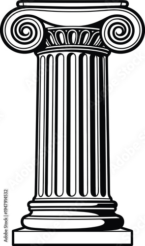 Black and white ionic column architecture ancient