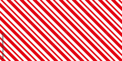Red stripes on white background. Striped diagonal pattern Vector illustration of Seamless background Christmas or winter theme Background with slanted lines