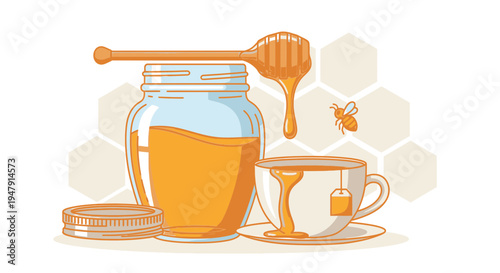 Honey in a glass jar 14.