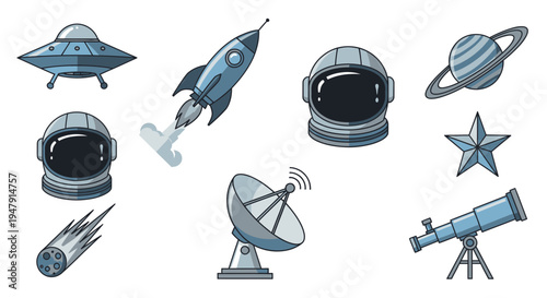 Space objects and astronomy equipment 42.