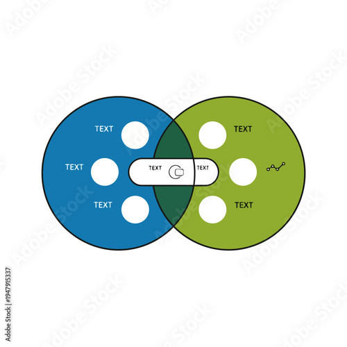 Venn diagram with icons and text placeholders for business analysis