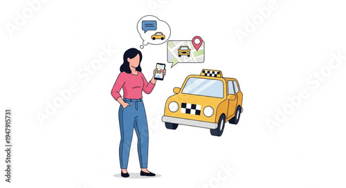 Woman with taxi smartphone map.