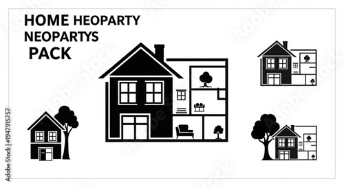 Home Heoparty Neopartys Pack - Black and White House Icons.
