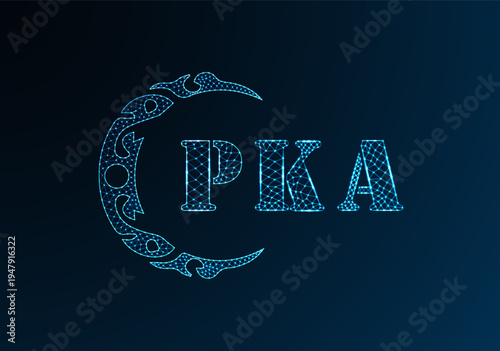 Low poly letter logo PKA design. PKA letter logo low poly vector design on blue color gradient background. PKA logo low poly design