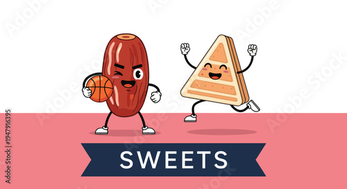 Orange and lime citrus characters wearing cool sunglasses and surfing on blue ocean waves under a healthy food banner.