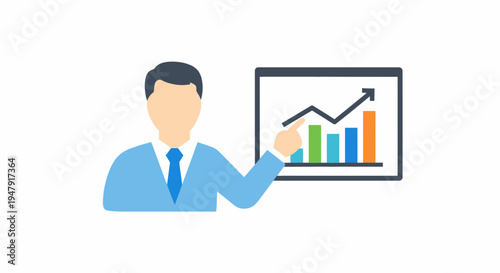 Businessman presenting data on graph chart.