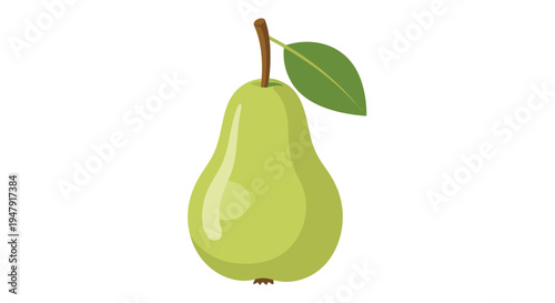 Fresh green pear with leaf.