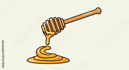 Honey dipper with golden honey 3.
