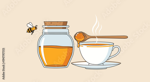 Honey in a glass jar.