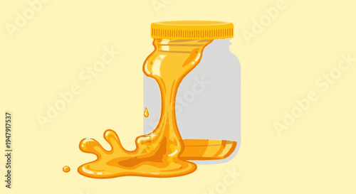 Honey pouring from a jar.
