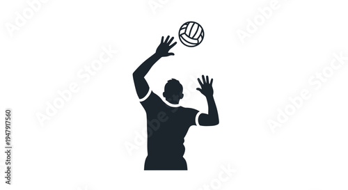 Man Playing Volleyball in Sports Action.