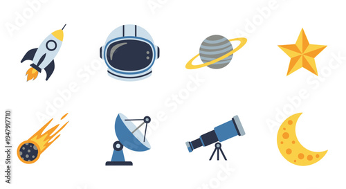Space icons with astronomy symbols 18.