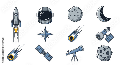 Space objects and astronomy equipment 35.