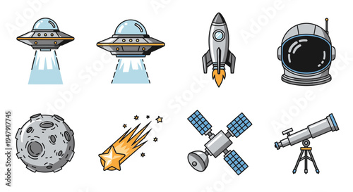 Space objects and astronomy symbols 8.