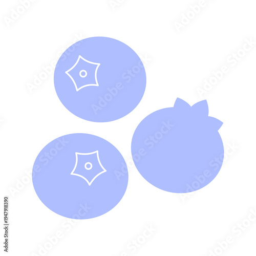 ブルーベリー3粒のシンプルなフラットアイコン やさしい紫色の果物イラスト