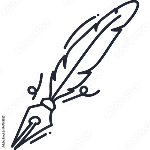 Quill Pen Ink Drawing Icon