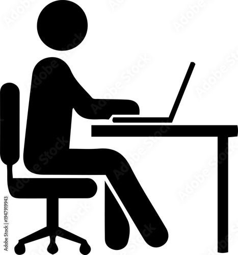 Person Stuck in Office Chair Under Computer Monitor Concept of Overwork and Stress Stock Icon