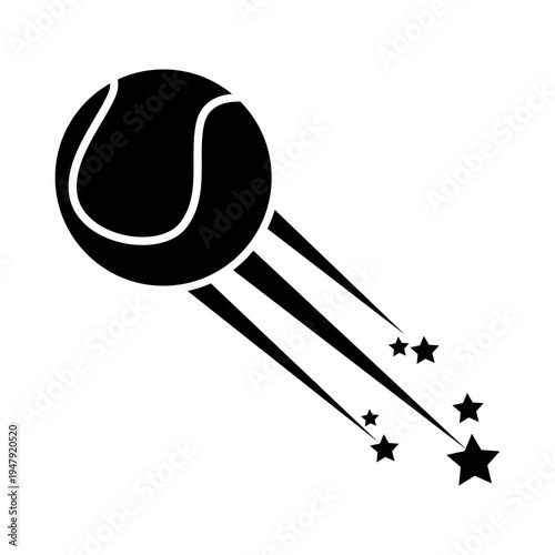 Tennis ball icon vector. Tennis Illustration sign. Tennis ball in flight symbol. Sport logo.