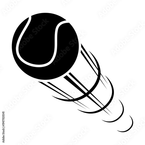 Tennis ball icon vector. Tennis Illustration sign. Tennis ball in flight symbol. Sport logo.