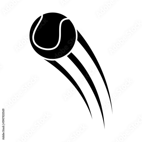 Tennis ball icon vector. Tennis Illustration sign. Tennis ball in flight symbol. Sport logo.