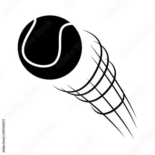 Tennis ball icon vector. Tennis Illustration sign. Tennis ball in flight symbol. Sport logo.