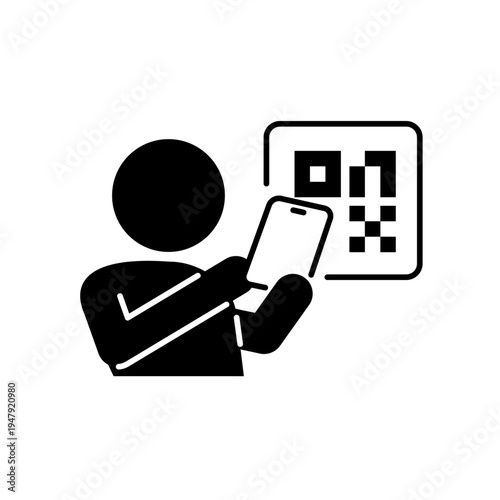 スマホでQRコードを読みとっている人のアイコン