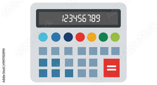 calculator with red equals button on transparent background