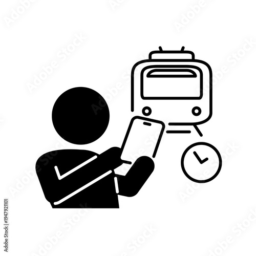 スマホで電車の時刻表を確認している人のアイコン