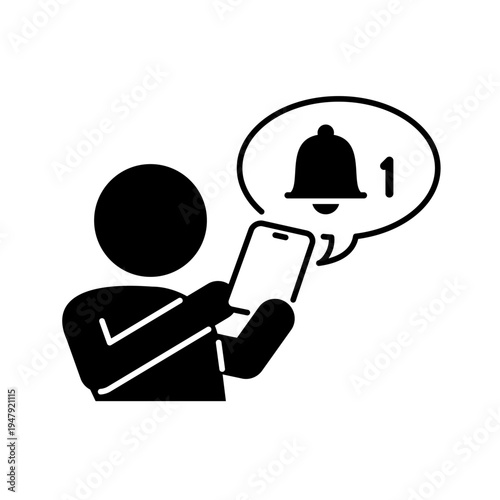 スマホで通知を確認している人のアイコン