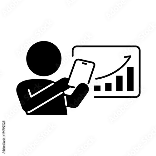 スマホで経済情勢を確認している人のアイコン