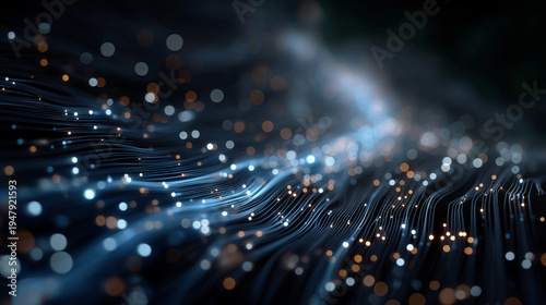 Wallpaper Mural Abstract Digital Network: A mesmerizing visual of interconnected digital data streams, pulsating with light and energy. Representing the complexity of modern technology. Torontodigital.ca