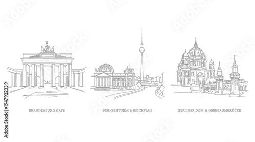 Berlin Landmarks Brandenburg Gate Reichstag and Berlin Cathedral